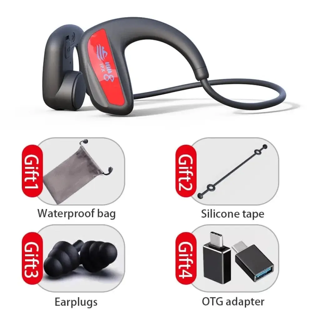 32gb Bone Conduction Wireless Waterproof Mp3 Music Player Swimming Bluetooth Headphone