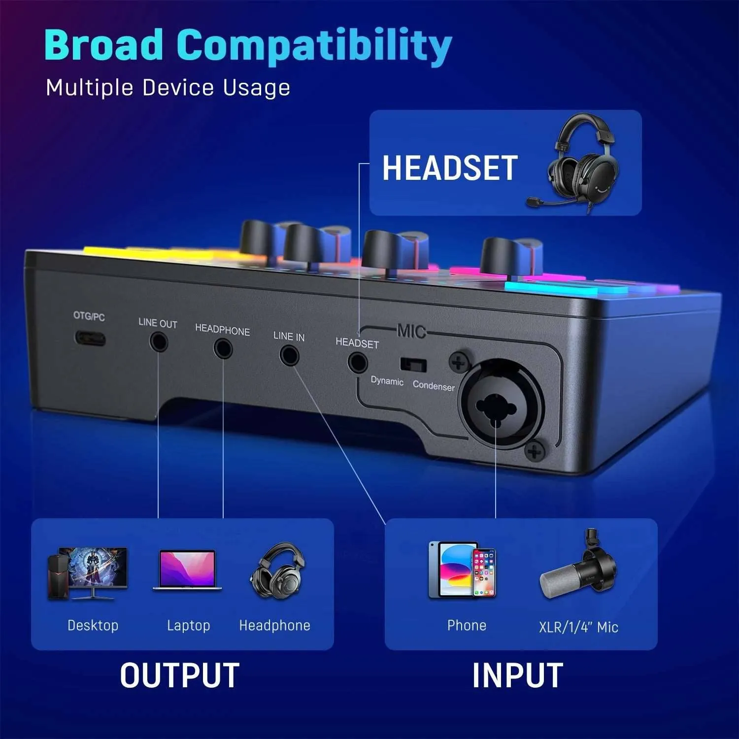 4-Channel RGB Mixer with XLR Microphone Interface