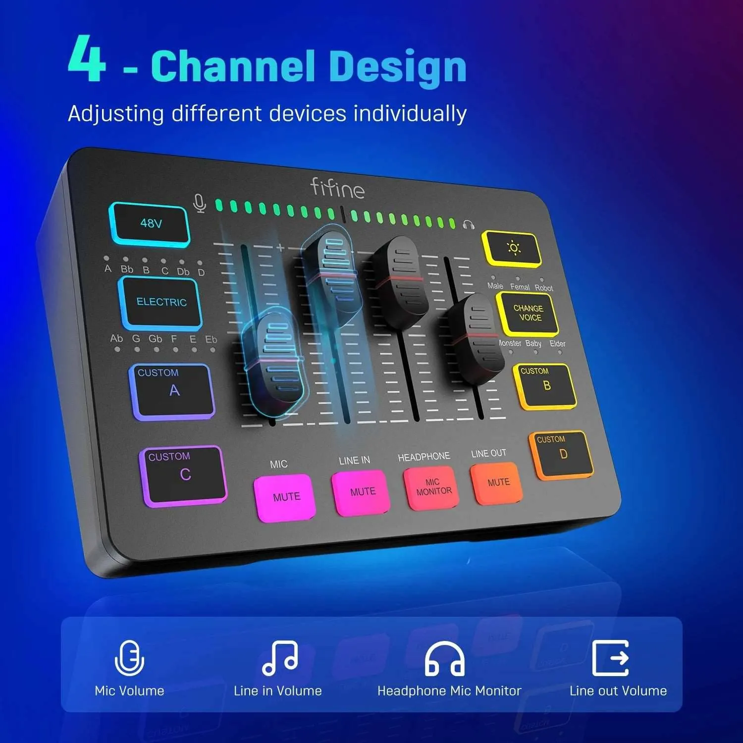 4-Channel RGB Mixer with XLR Microphone Interface
