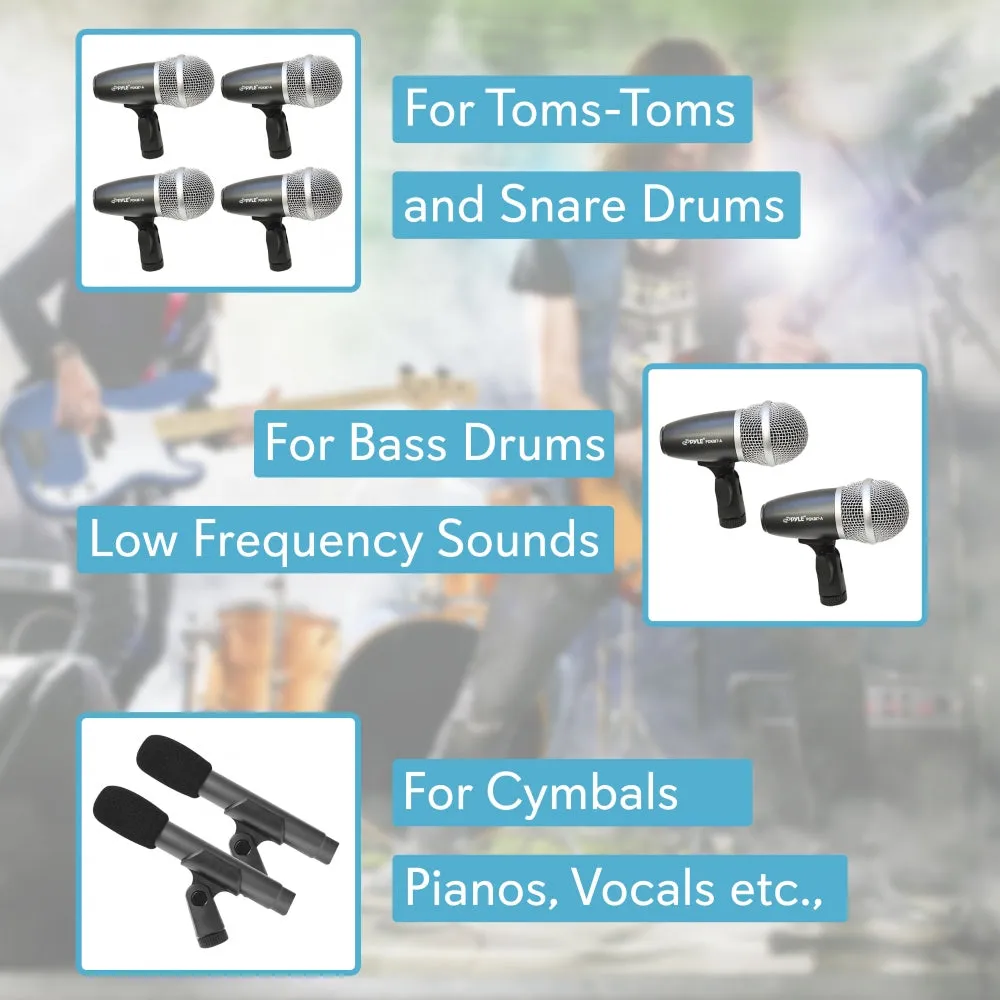 7 Microphone Wired Drum Kit With Carry Case & Mounting Accessories