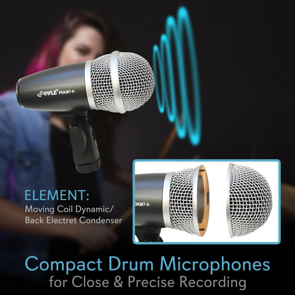 7 Microphone Wired Drum Kit With Carry Case & Mounting Accessories