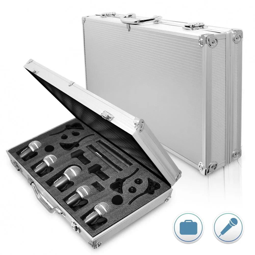 7 Microphone Wired Drum Kit With Carry Case & Mounting Accessories