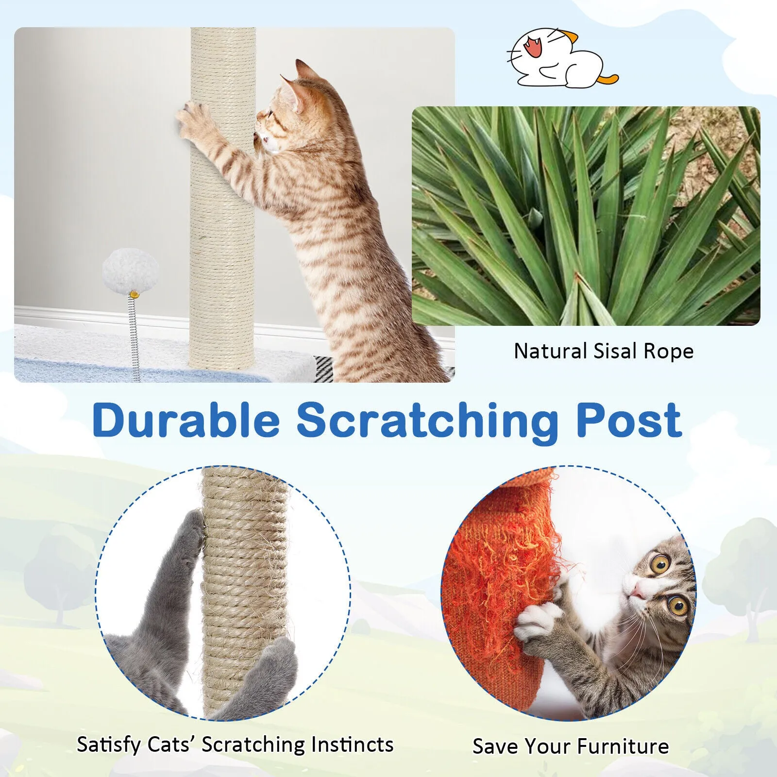 86cm Cat Tree/Tower Multi-level Pet Condon House Bed Sisal Scratcher Posts Furniture