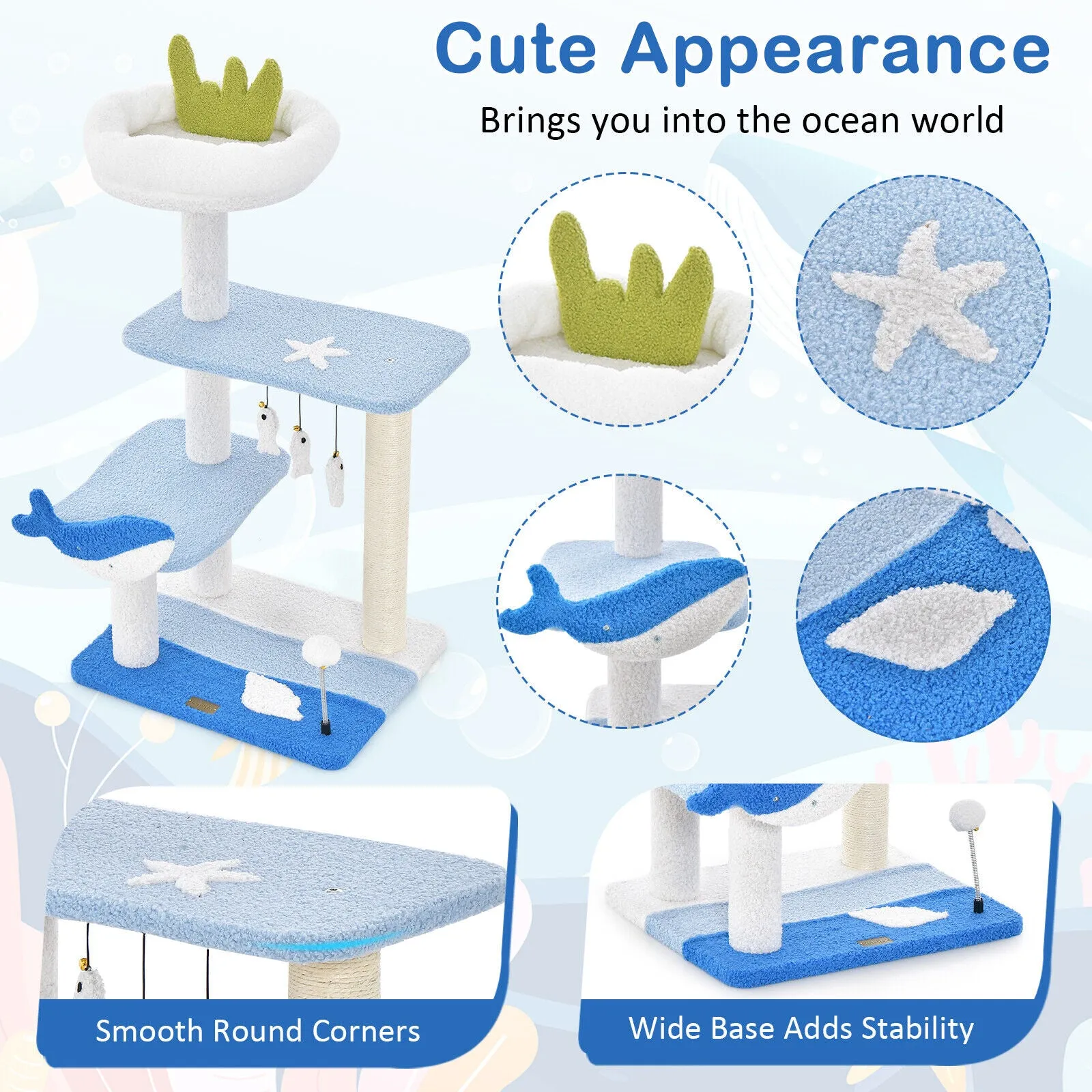 86cm Cat Tree/Tower Multi-level Pet Condon House Bed Sisal Scratcher Posts Furniture
