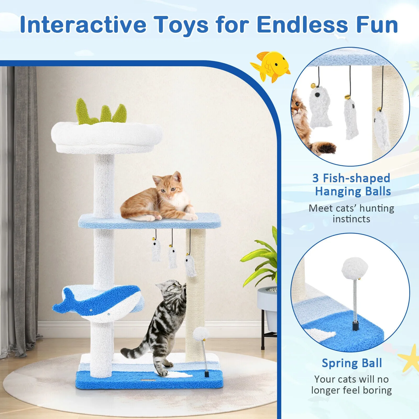 86cm Cat Tree/Tower Multi-level Pet Condon House Bed Sisal Scratcher Posts Furniture