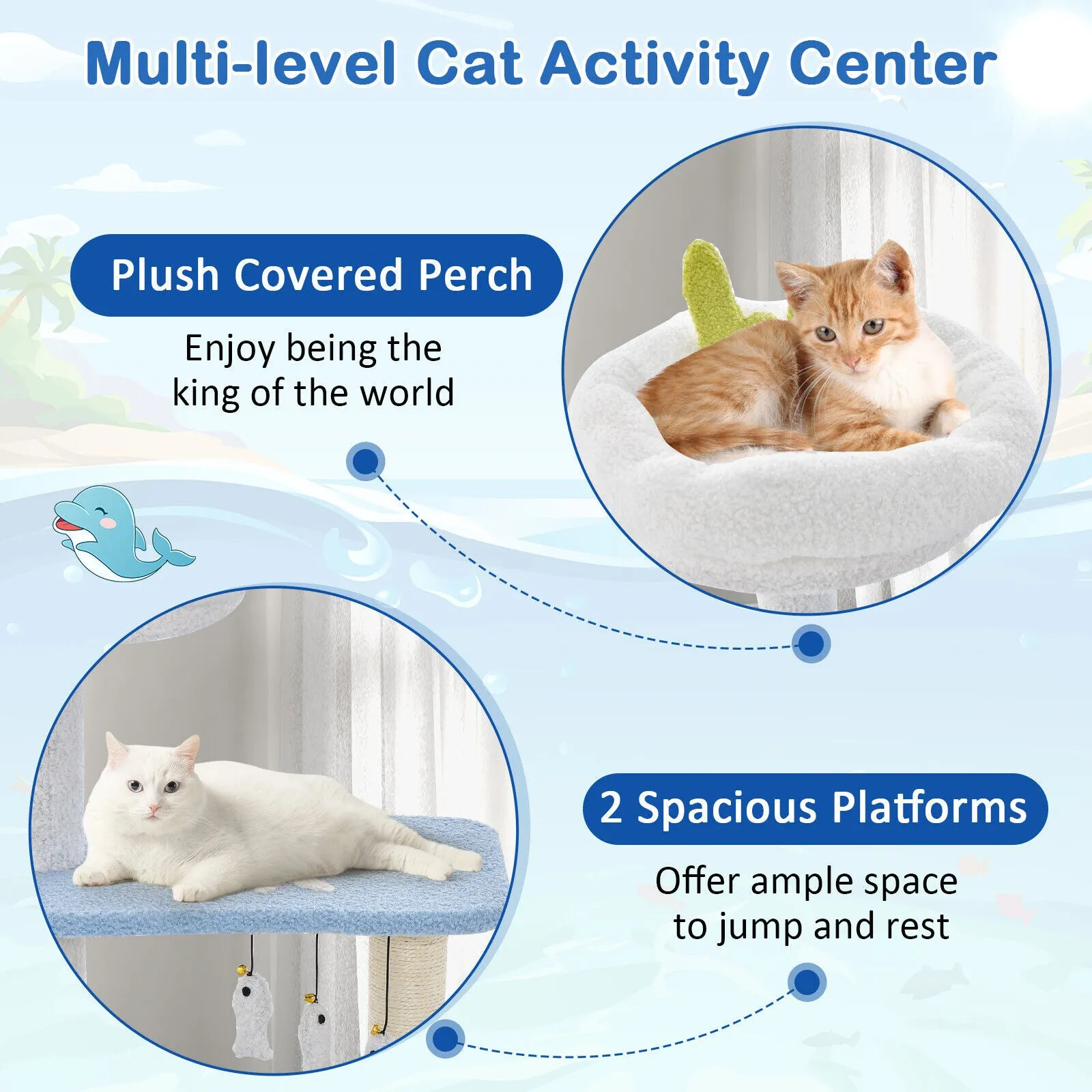 86cm Cat Tree/Tower Multi-level Pet Condon House Bed Sisal Scratcher Posts Furniture