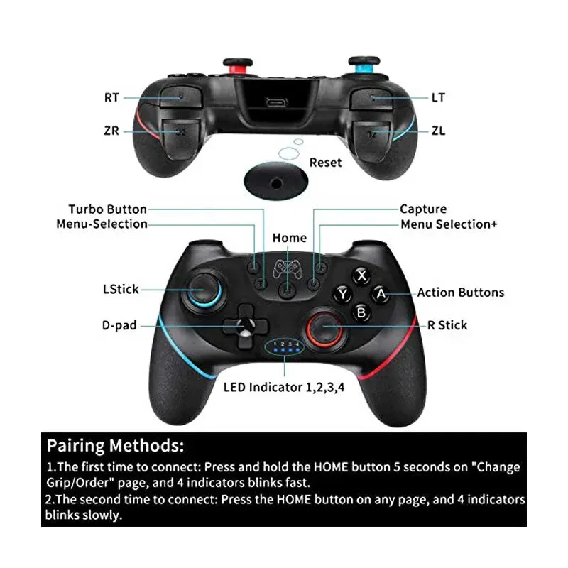 Adjustable Turbo Wireless Controller for Nintendo Switch