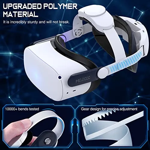 Comfort-Head-Strap Compatible with Oculus Quest 2, Replacement for Mate Quest 2 Elite Strap, Super Soft and Skin-Friendly PU Surface, Adjustable,Enhanced Support and Comfort in VR Headset（No Battery）