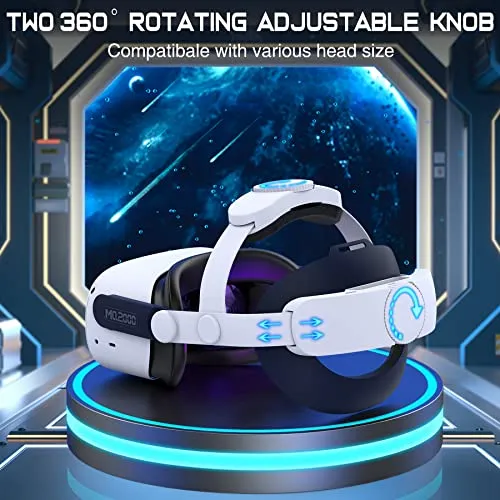 Comfort-Head-Strap Compatible with Oculus Quest 2, Replacement for Mate Quest 2 Elite Strap, Super Soft and Skin-Friendly PU Surface, Adjustable,Enhanced Support and Comfort in VR Headset（No Battery）