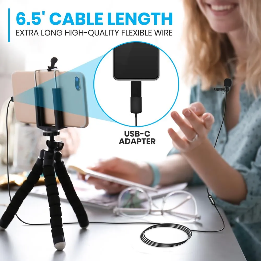 Compact Usb Lapel Microphone - Pure Copper Mic Shield With Smart Mute Switch