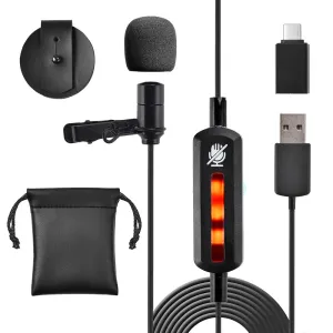 Compact Usb Lapel Microphone - Pure Copper Mic Shield With Smart Mute Switch
