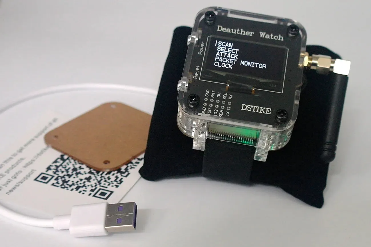 DSTIKE V3S Watch Deauther Rechargeable IoT Security Tester to Test WiFi Networks Deauther ESP8266