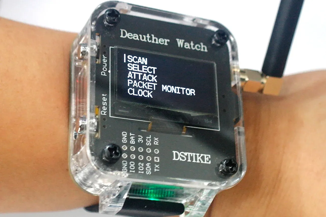 DSTIKE V3S Watch Deauther Rechargeable IoT Security Tester to Test WiFi Networks Deauther ESP8266