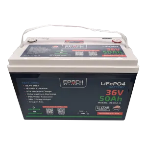Epoch Batteries 36V 50Ah Essential Series - Bluetooth & Heated LiFePO4 Battery - ETA MAY 10