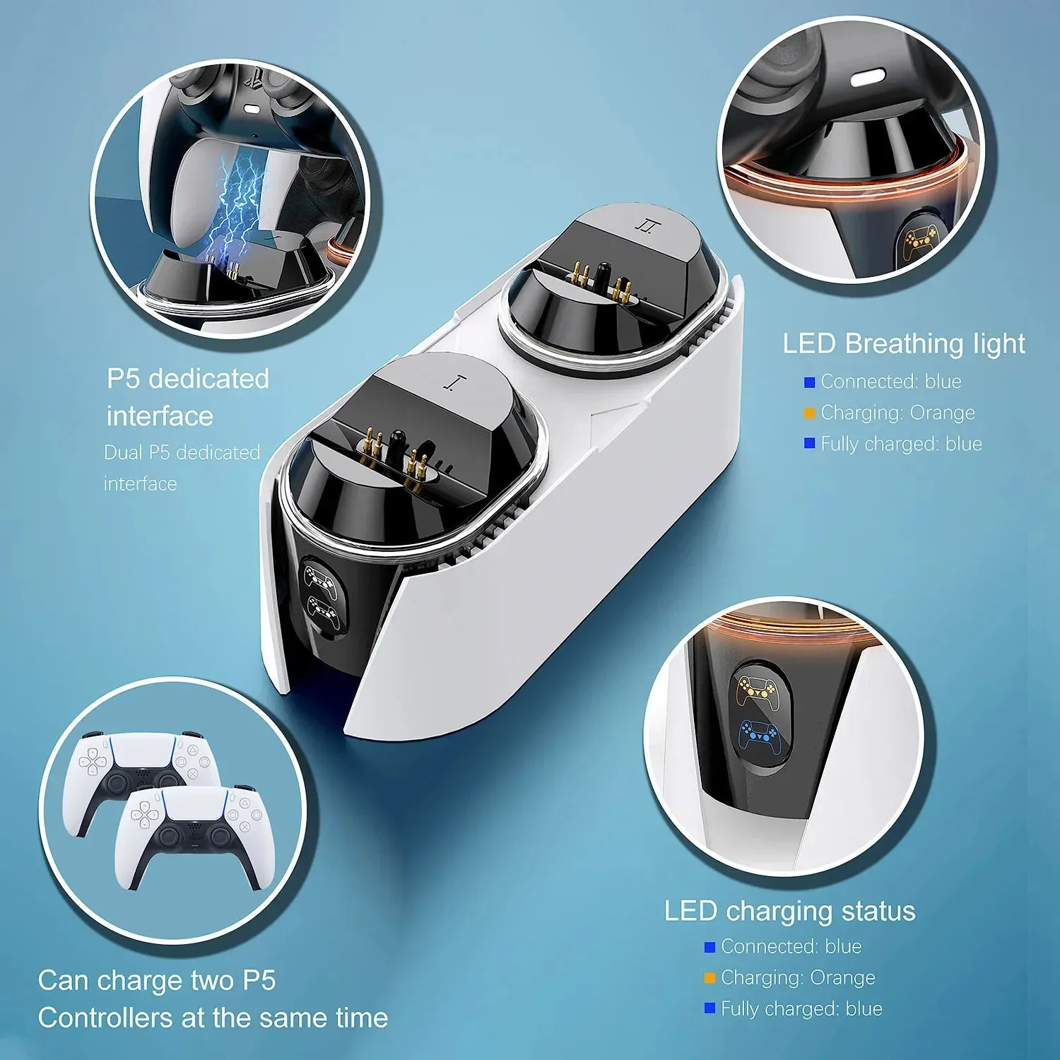 Fast Dual Charging Dock for Ps5 Controller