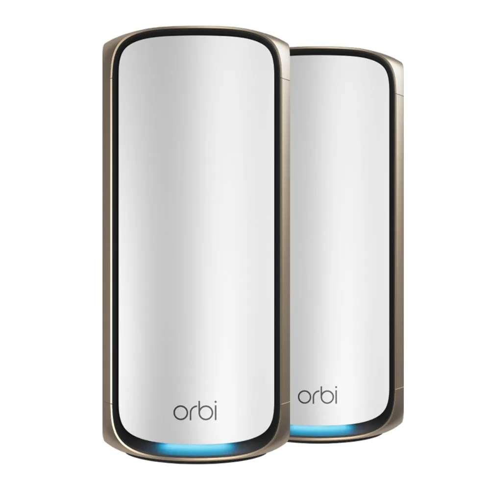 NETGEAR Orbi 970 Series Quad-Band WiFi 7 Mesh Network System RBE972S, Router   1 Satellite Extender, Covers Up to 6,600 sq. ft., 200 Devices, 10 Gig Internet Port, BE27000 Up to 27Gbps - Black