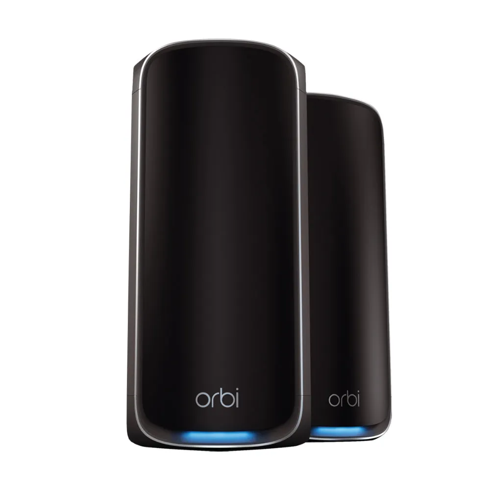 NETGEAR Orbi 970 Series Quad-Band WiFi 7 Mesh Network System (RBE972S), Router   1 Satellite Extender, Security Features, Up to 27Gbps, Covers up to 6,600 sq. ft., 200 Devices, 10 Gig Internet Port