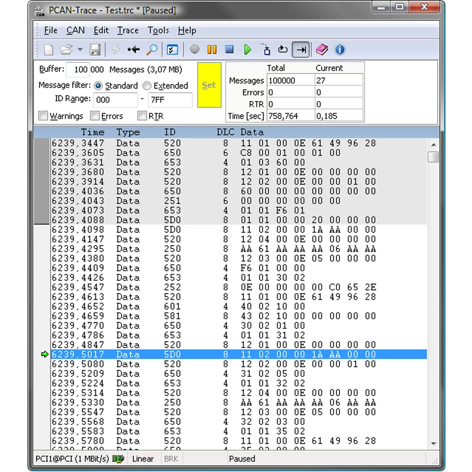 PCAN Trace and Data Logger Software