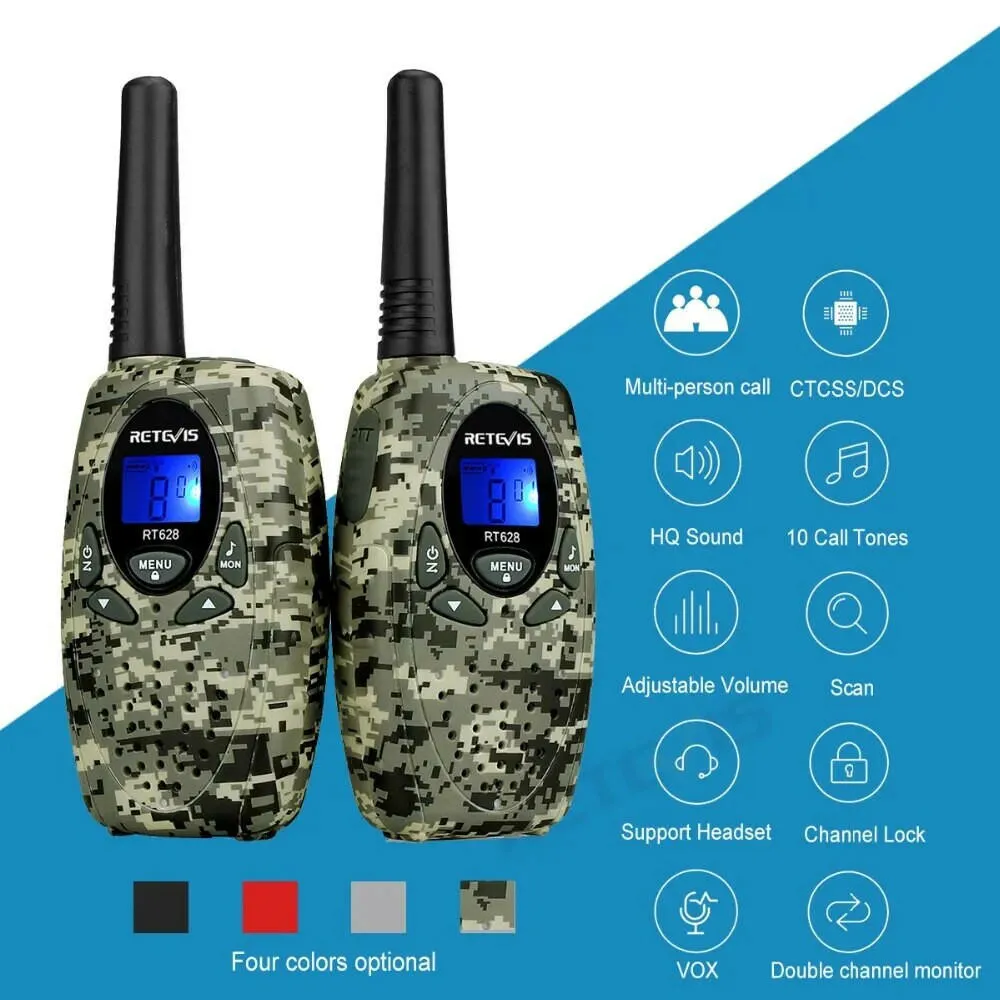 Retevis RT628 Walkie Talkie Children 2pcs PMR446 Kids Walkie-talkie Birthday Christmas Gift for Boy Girl Toy Radio Communicator