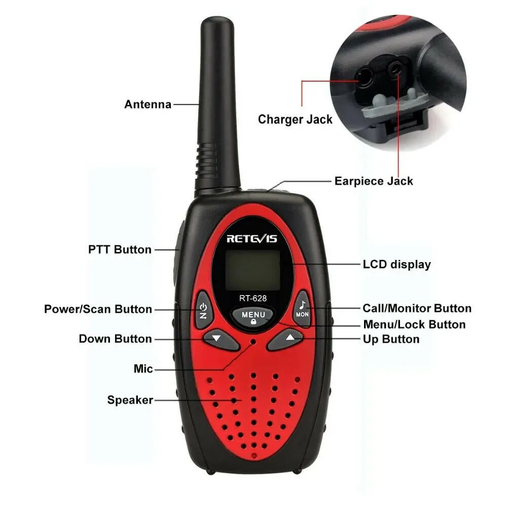 Retevis RT628 Walkie Talkie Children 2pcs PMR446 Kids Walkie-talkie Birthday Christmas Gift for Boy Girl Toy Radio Communicator
