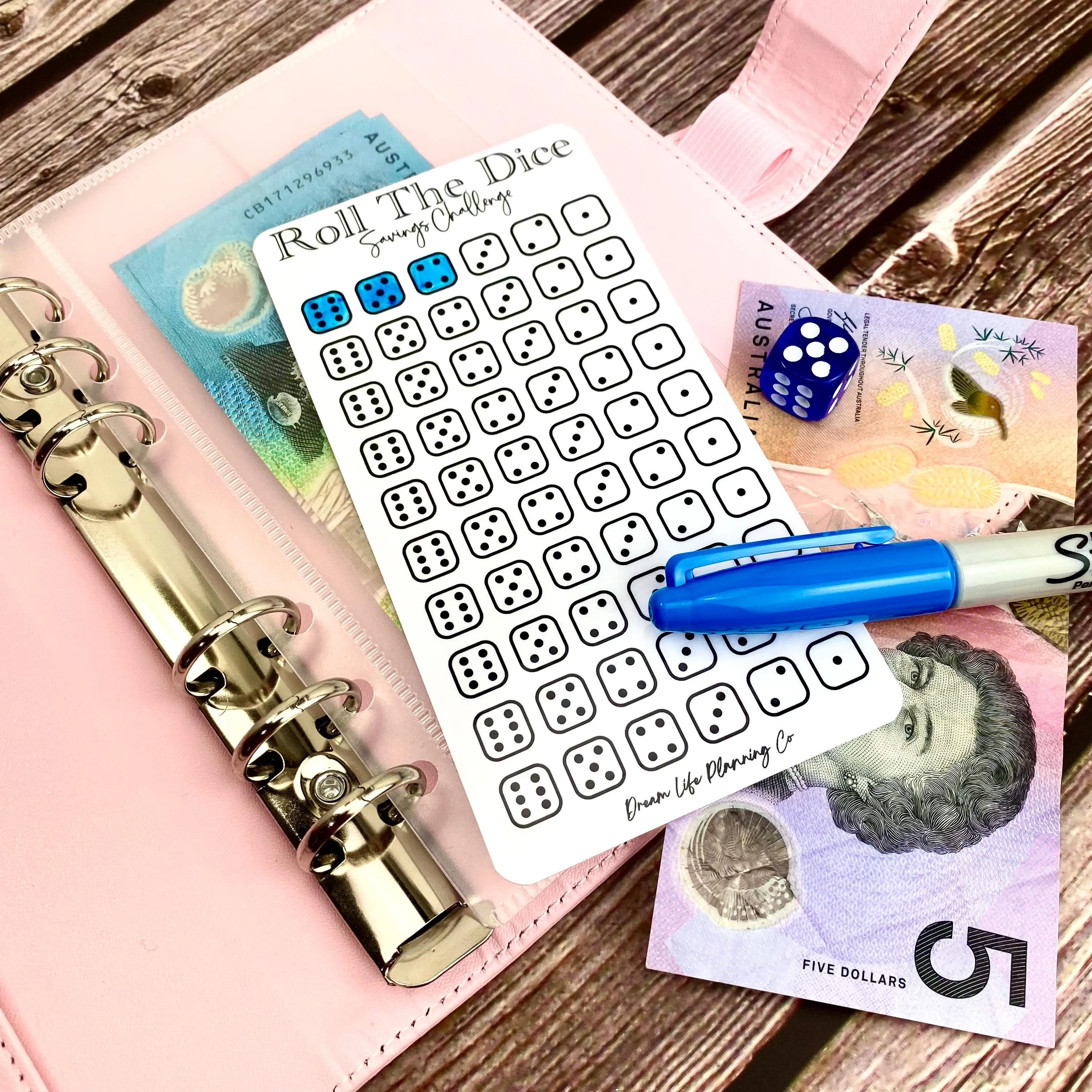 Roll The Dice Savings Challenge Cards