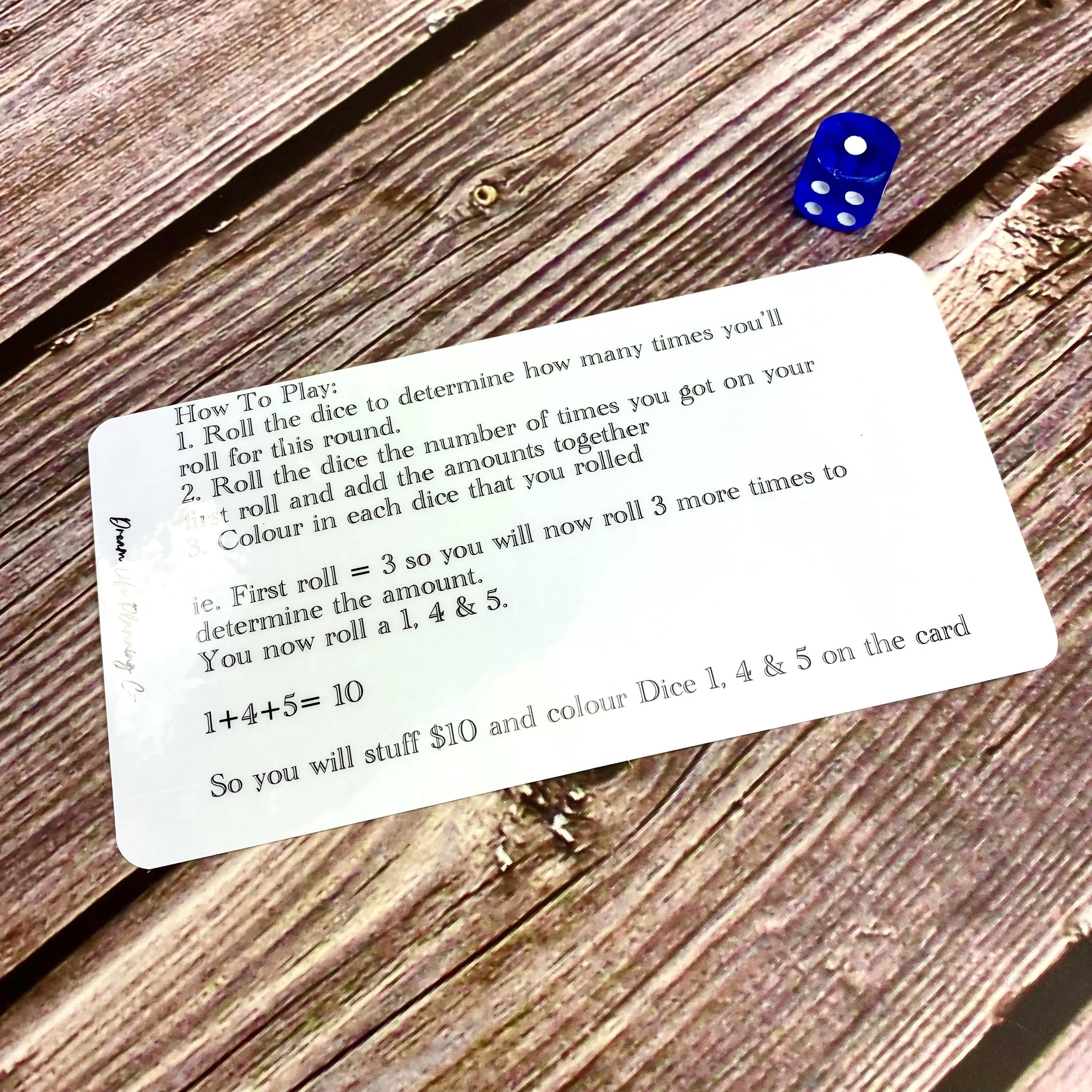 Roll The Dice Savings Challenge Cards