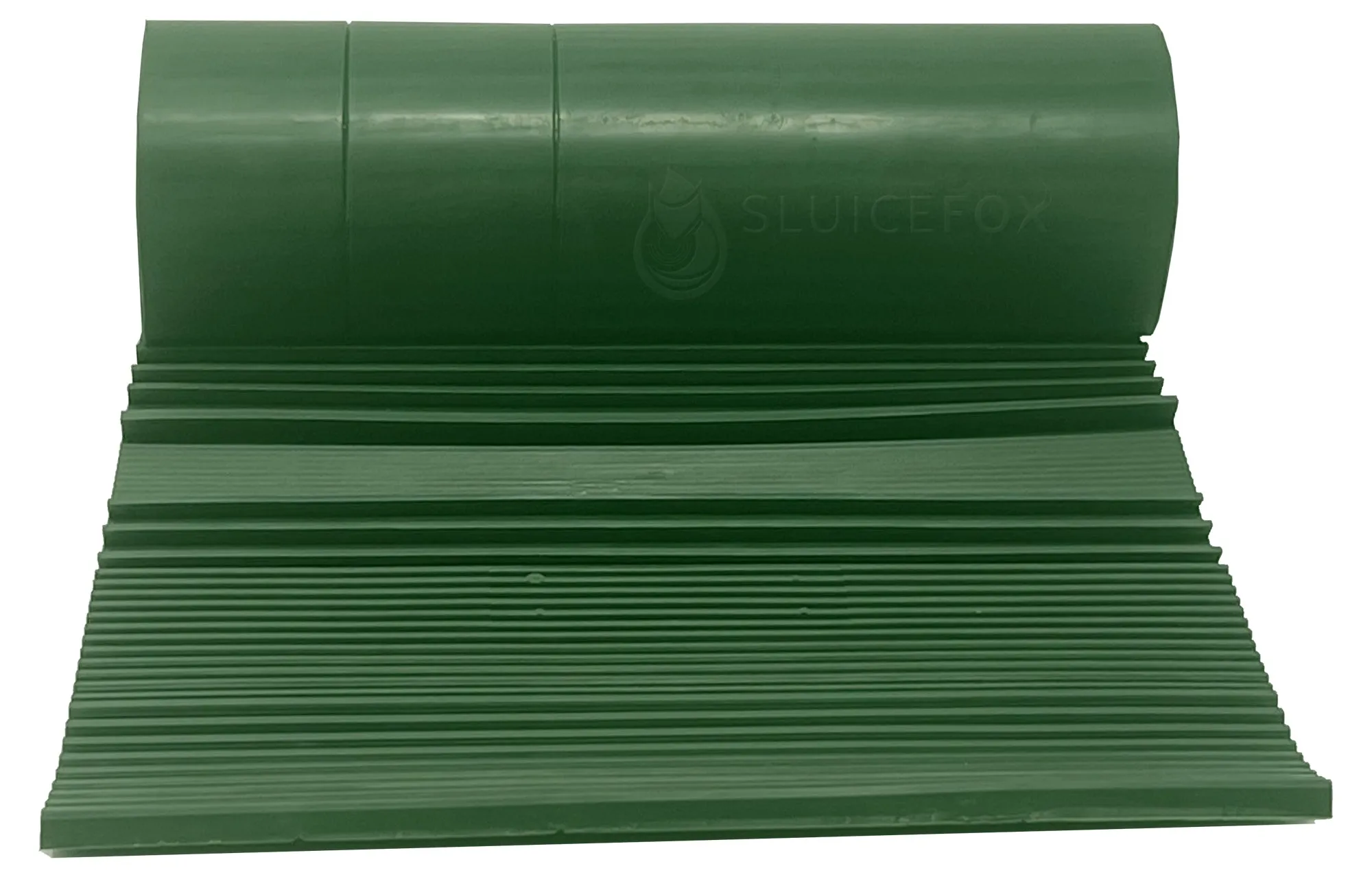 Sluice box matting with rubber riffles; gold sluice mat for sluice box; gold prospecting supplies;10x27 or 12x36 inch cut to fit, green color with multiple aggressive rib patterns