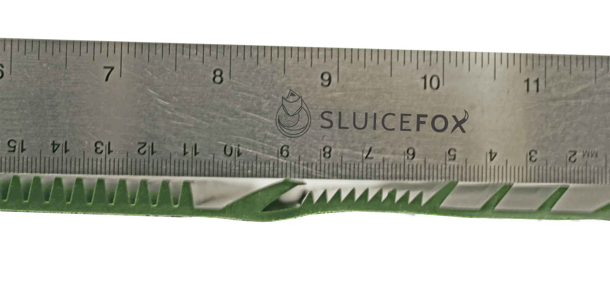 Sluice box matting with rubber riffles; gold sluice mat for sluice box; gold prospecting supplies;10x27 or 12x36 inch cut to fit, green color with multiple aggressive rib patterns