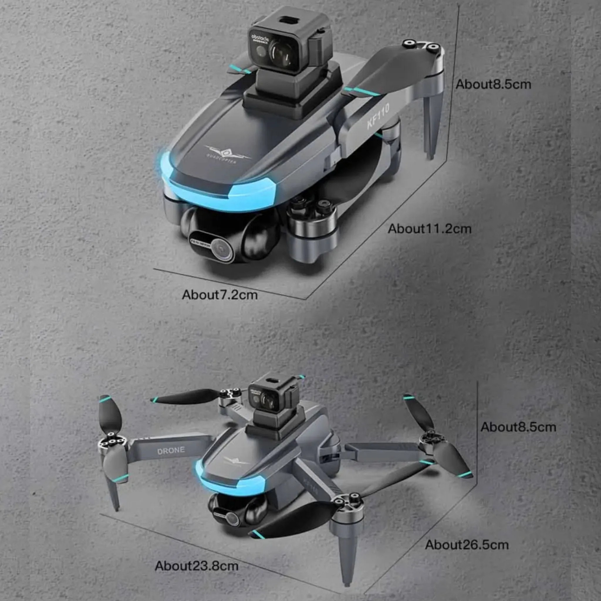 TUTT KF110 Professional 5G MINI Drone Dual 4K Cameras Optical Flow Mechanical   EIS Stabilization 226g Brushless Motor Laser Obstacle Avoidance Follow/Orbit/Waypoint Modes 2* Batteries