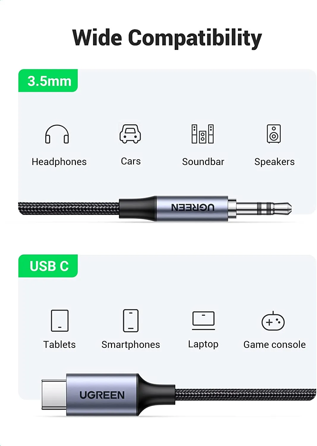 UGREEN USB C to 3.5mm Audio Cable