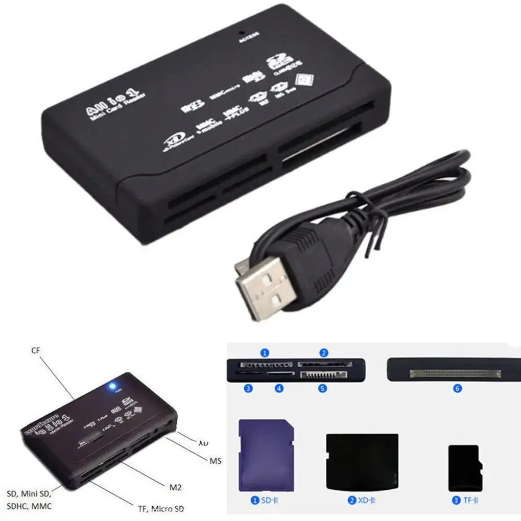 USB 2.0 SD Card Reader All In One Adapter Support TF CF SD Mini SD HD MMC MS XD by elenxs