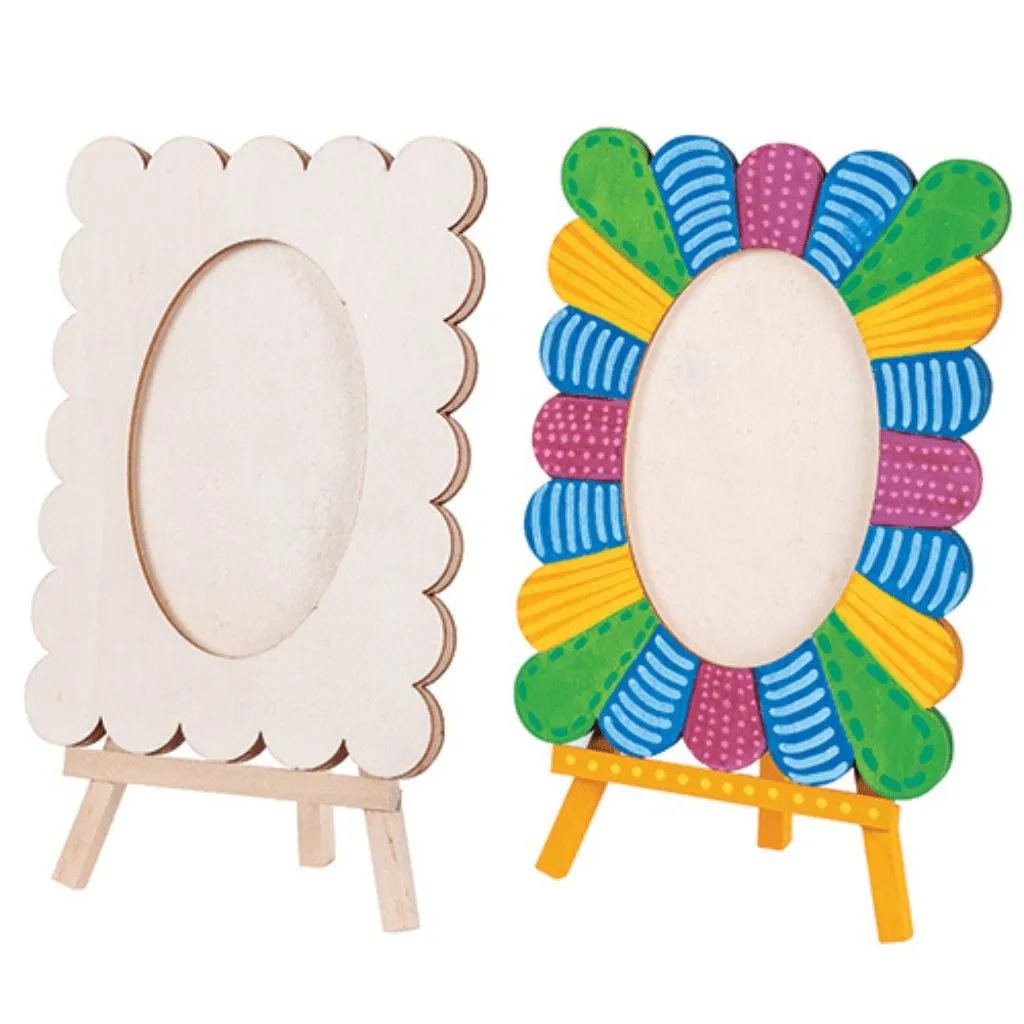 Wooden Wavy Photo Frame and Easel